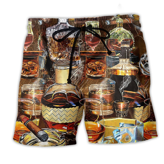 Wine Happiness Whiskey Humor - Beach Short