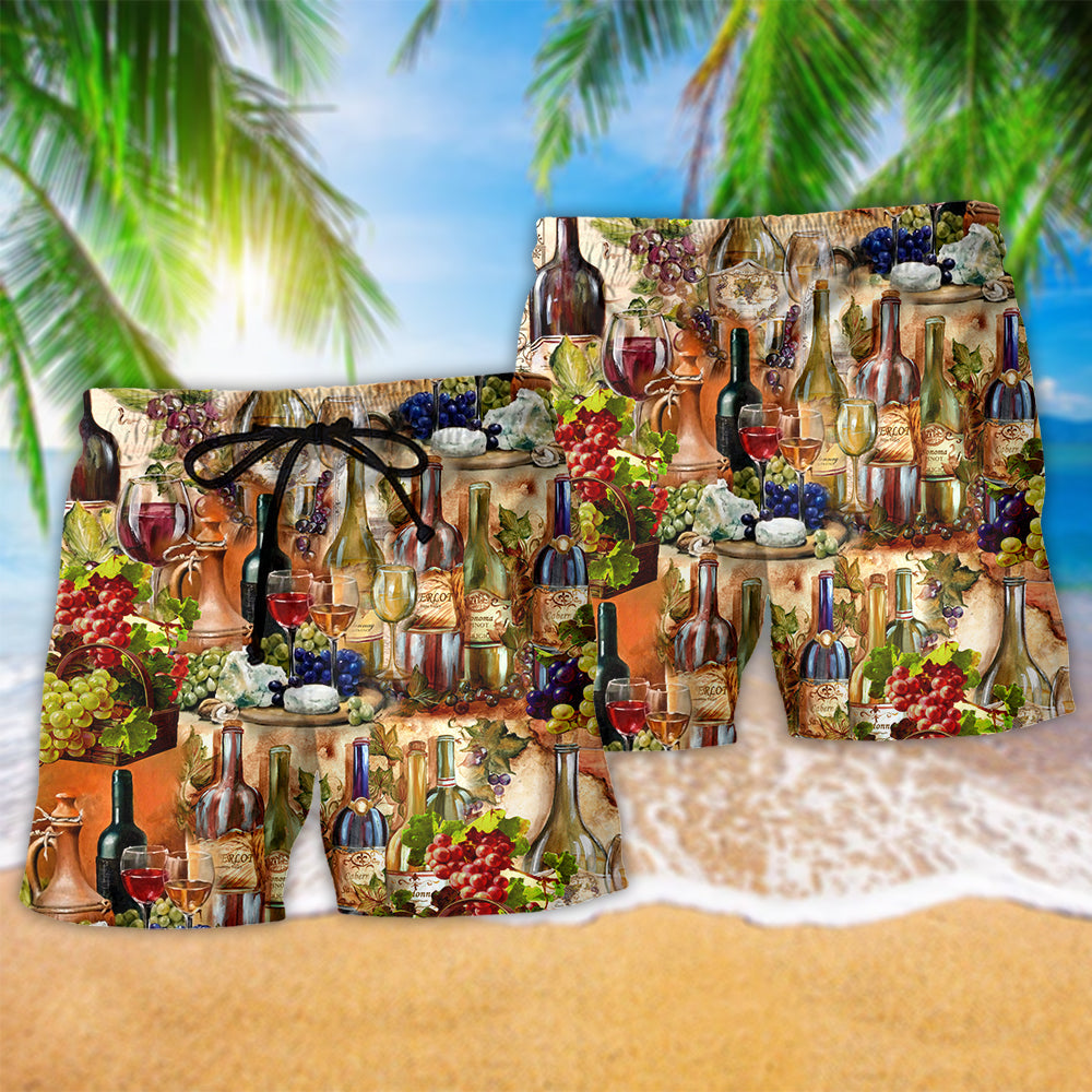 Wine Sip Funny Colorful – Beach Short