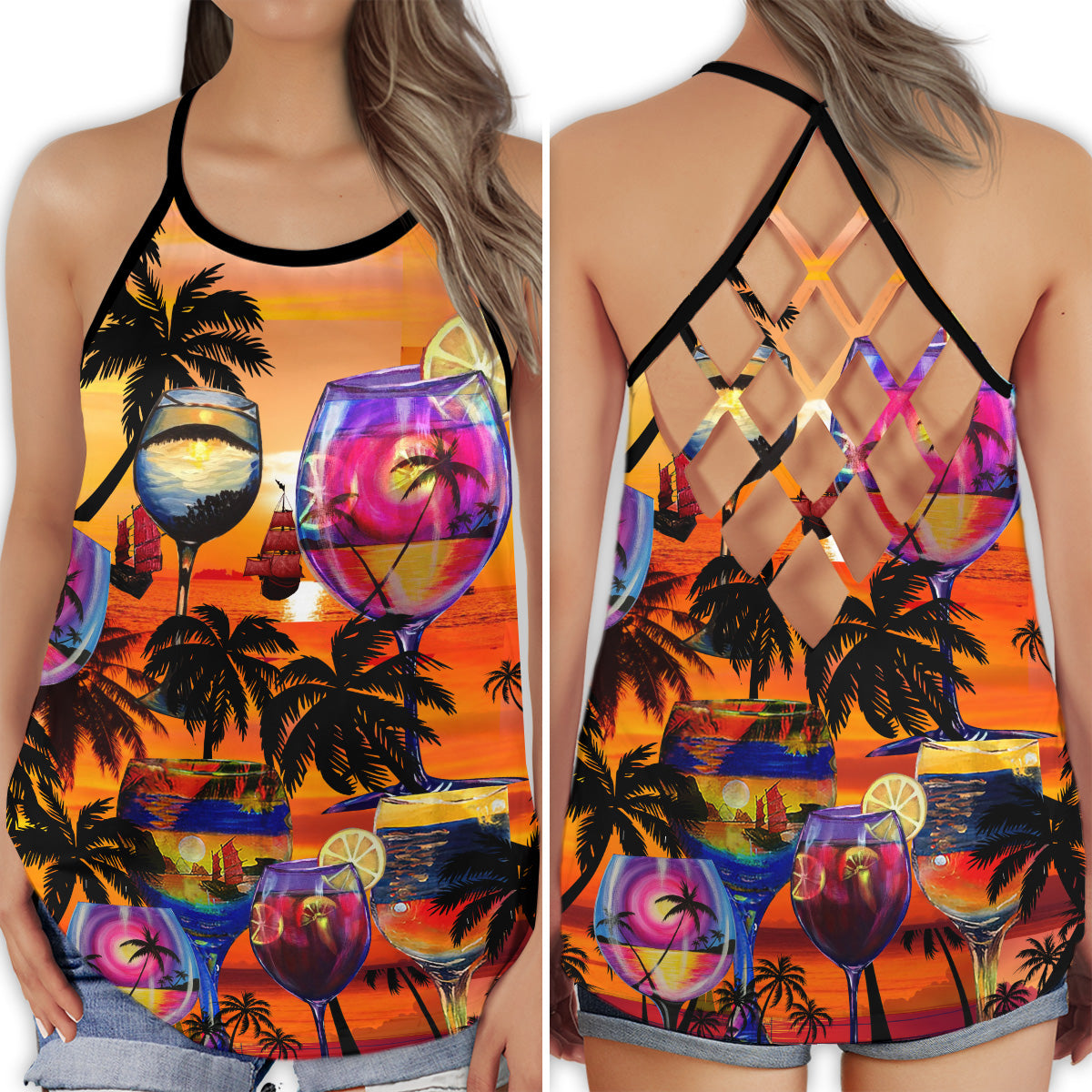 Wine So Good Sunset Theme - Hollow Tank Top