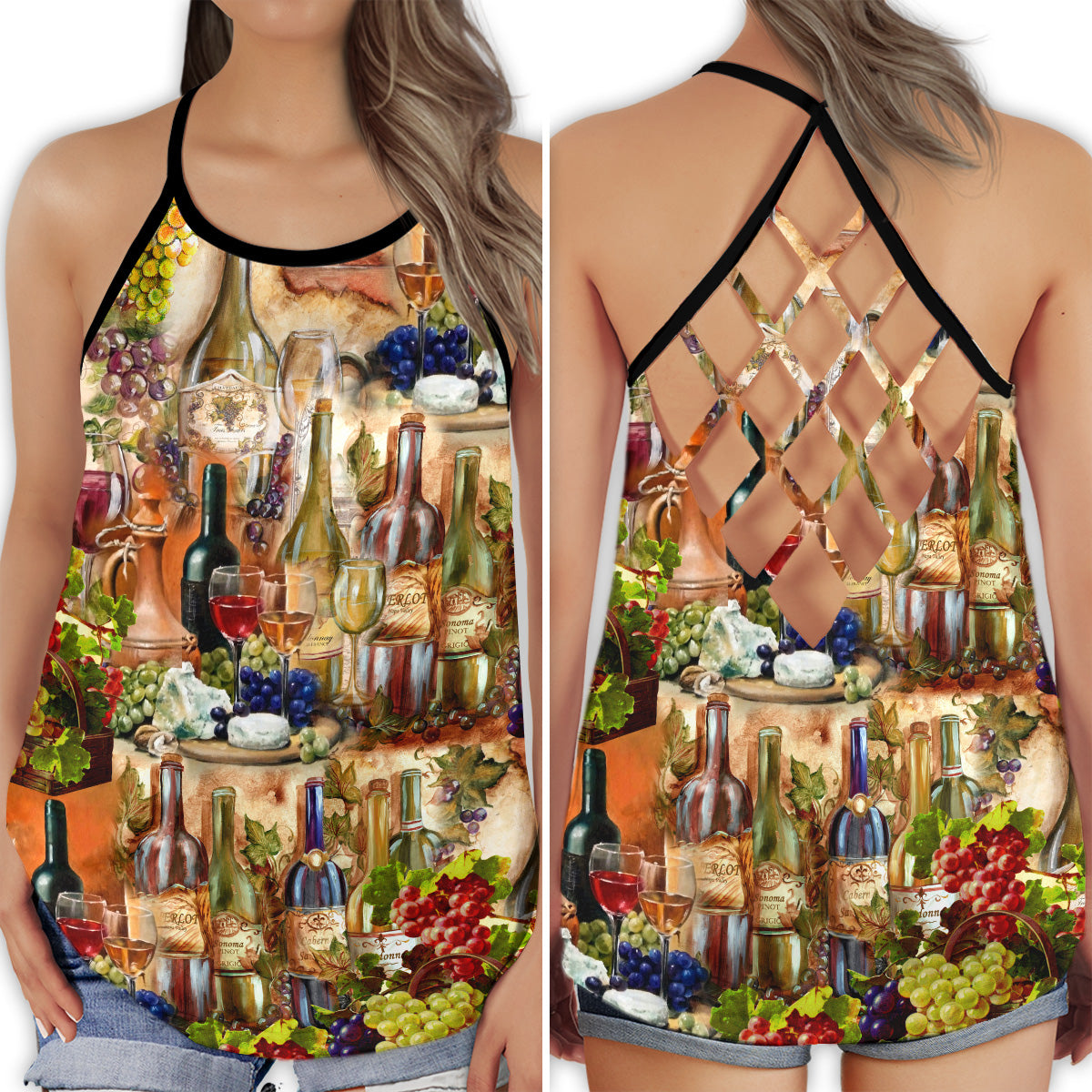Wine So Lovely Sweet Vibes - Hollow Tank Top