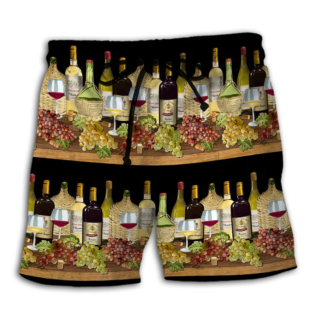 Wine Tasting Border Stripe Art – Beach Short