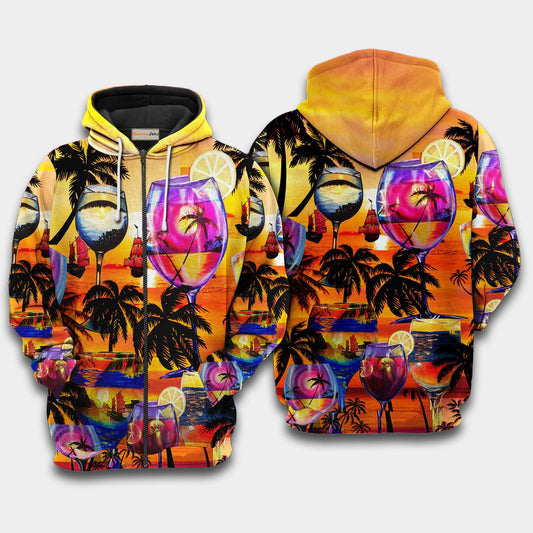 Wine Time Hawaii Quote Art – 3D Hoodie