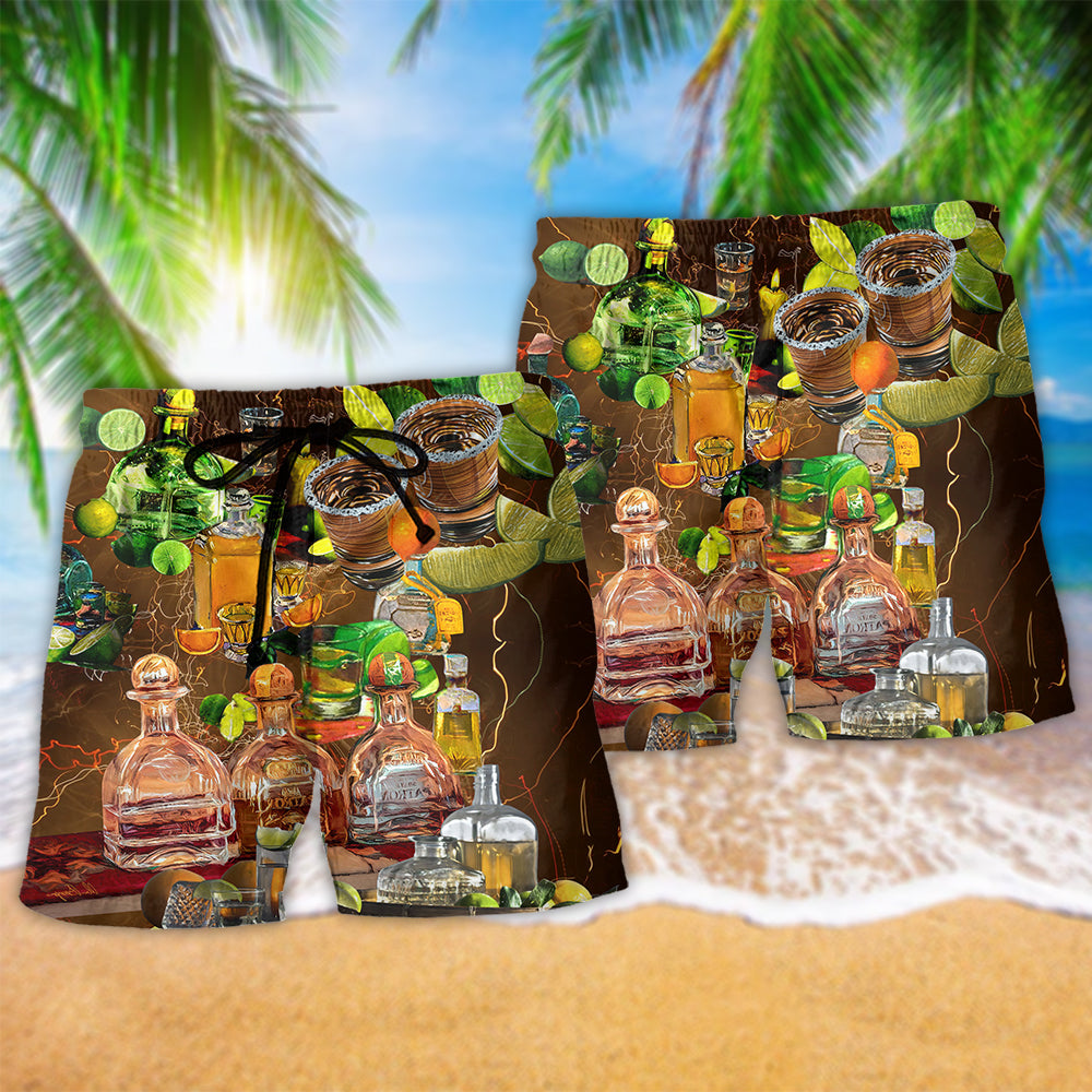 Wine Lemon Salt Humor Quote - Beach Short