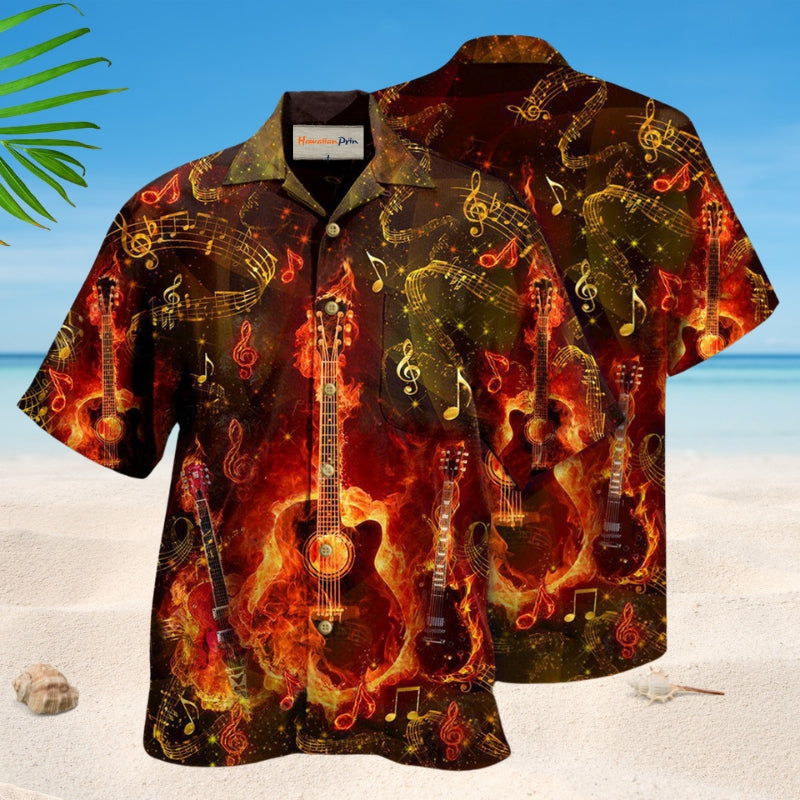Guitar Flaming Music Speaks Style – Hawaiian Shirt