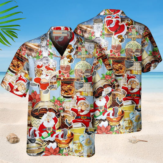 Wine Whiskey Merry Christmas – Hawaiian Shirt