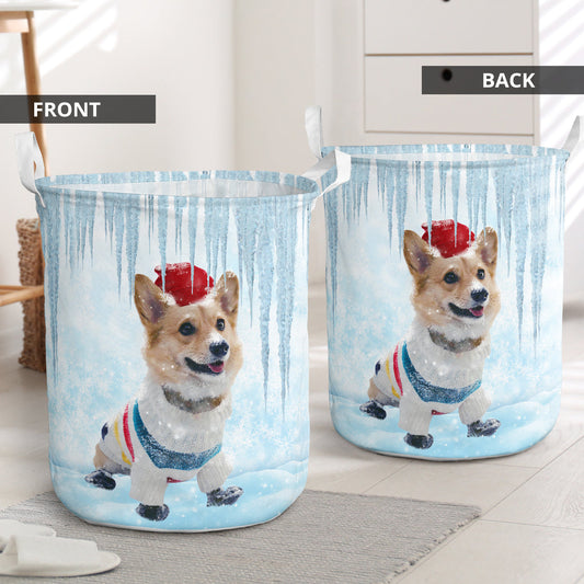 Winter corgi - Laundry basket-Owls Matrix