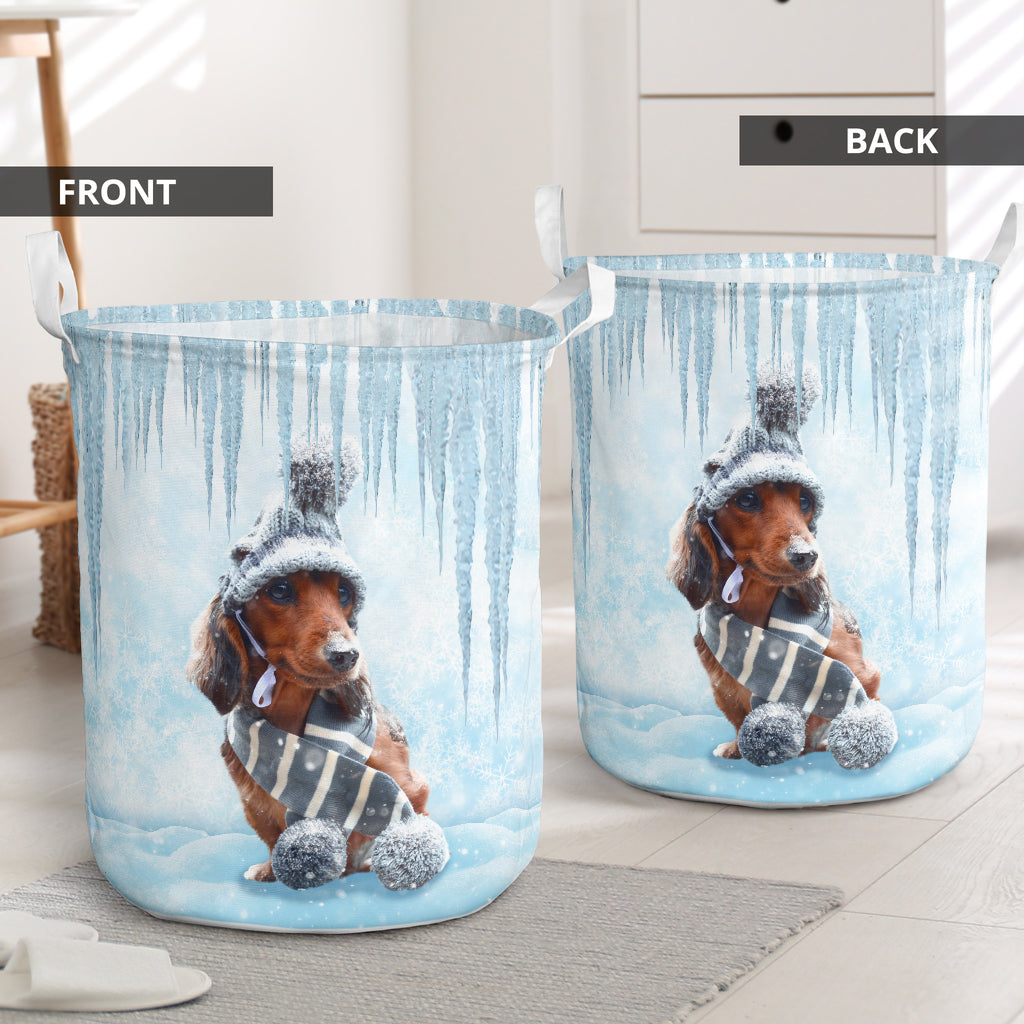 Winter dachshund - Laundry basket - Owls Matrix LTD