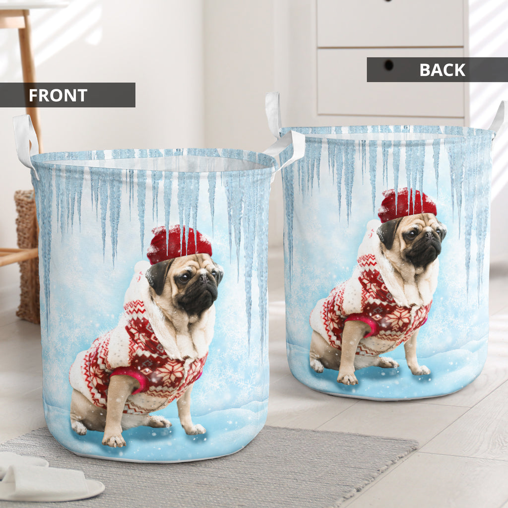 Winter pug - Laundry basket-Owls Matrix