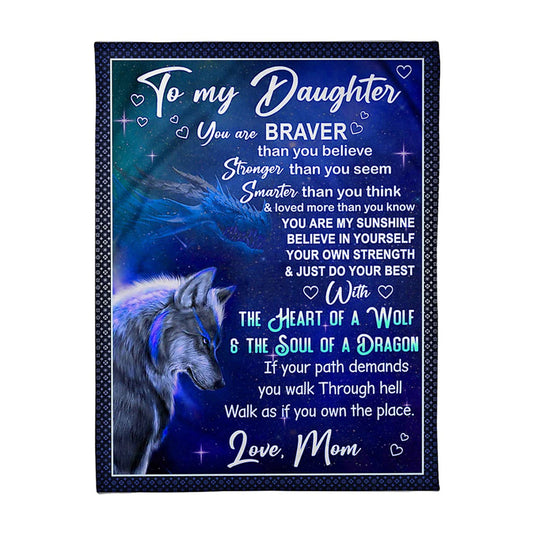 Wolf Believe In Yourself Daughter Gift 50 x 60 Inch Flannel Blanket For Cozy Bedroom And Sofa Decor