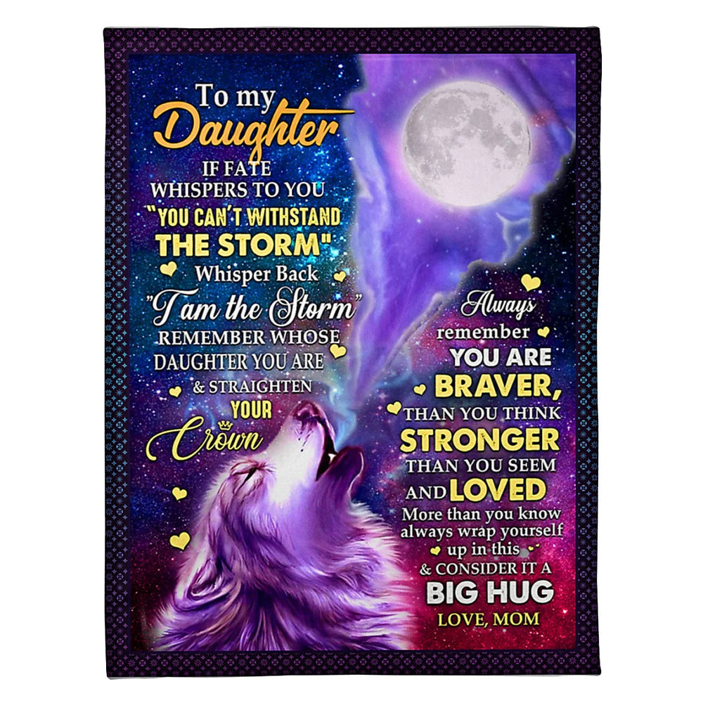 Wolf Consider Big Hug Daughter Gift 50 x 60 Inch Flannel Blanket For Cozy Bedroom And Sofa Decor