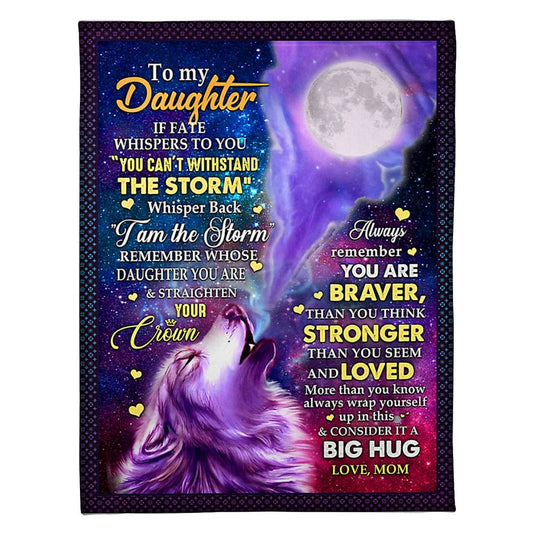Wolf Consider Big Hug Daughter Gift 50 x 60 Inch Flannel Blanket For Cozy Bedroom And Sofa Decor