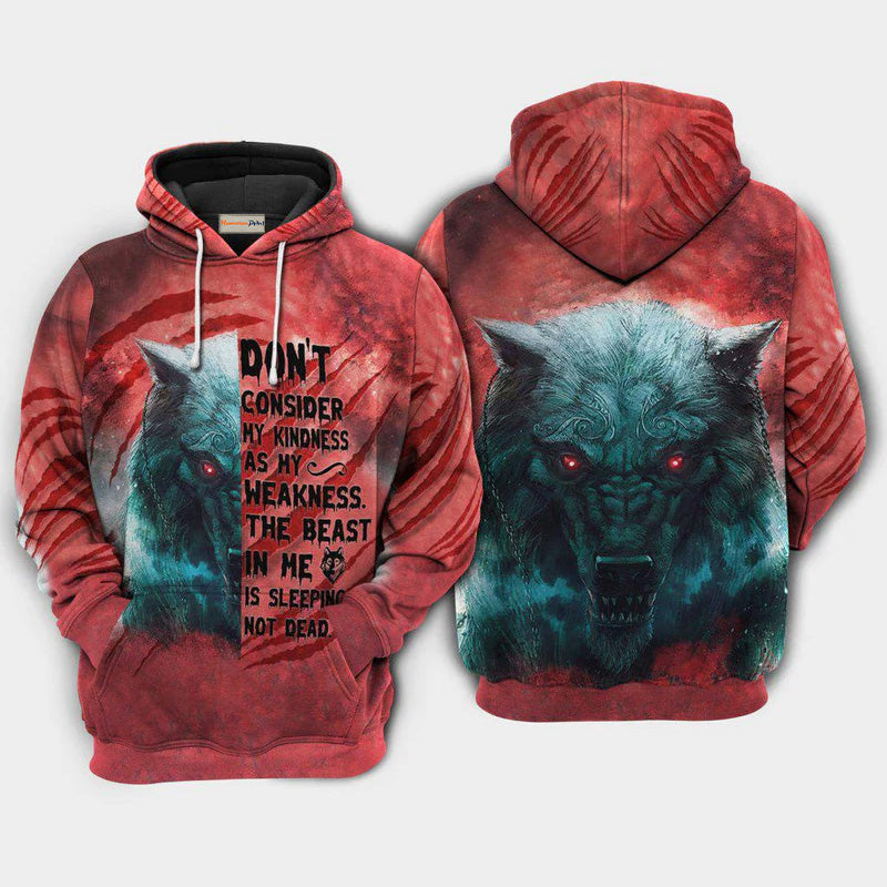 Wolf Dont Misuse My Kindness Quote – 3D Hoodie