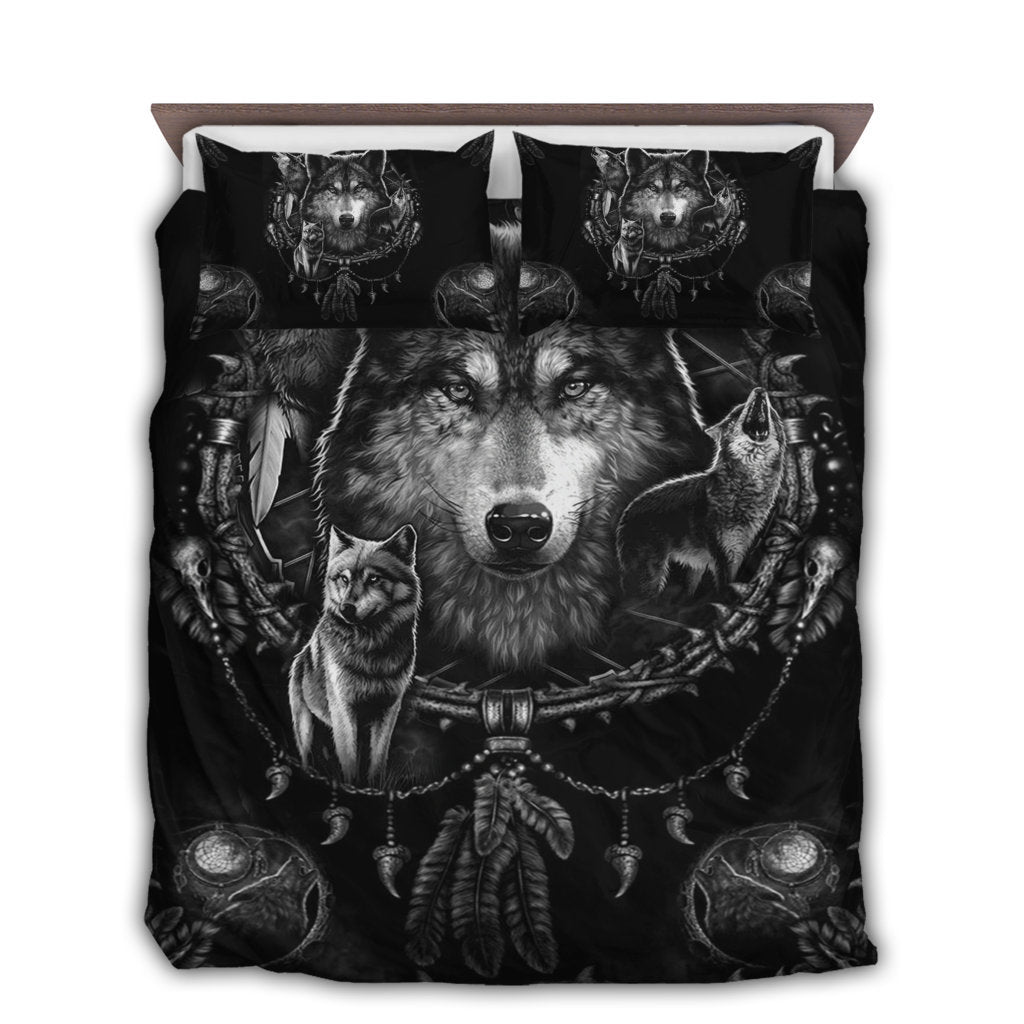 Black Wolf Dreamcatcher Bedding Cover For Nature Bedroom Decor