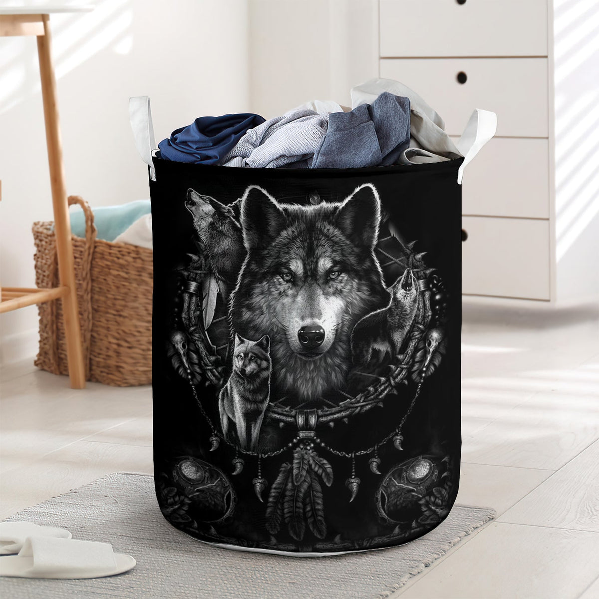 Wolf dreamcatcher - Laundry basket - LAUB03LIN210222-Owls Matrix