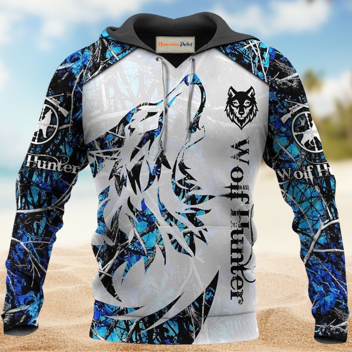 Wolf Hunter Blue Art – 3D Hoodie