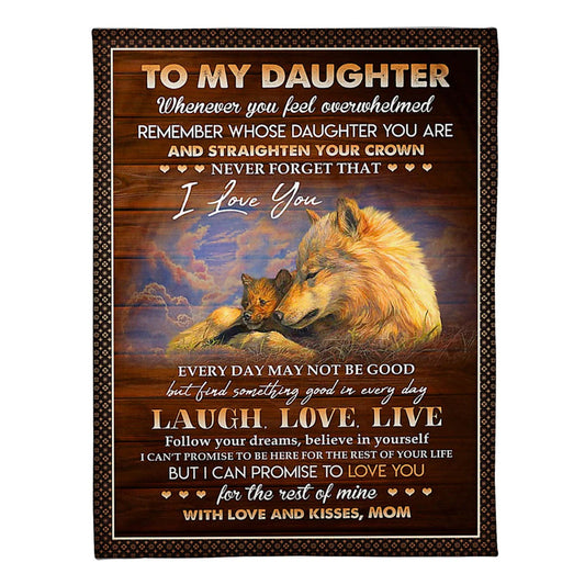 Wolf I Love You Daughter Gift 50 x 60 Inch Flannel Blanket For Cozy Bedroom And Sofa Decor
