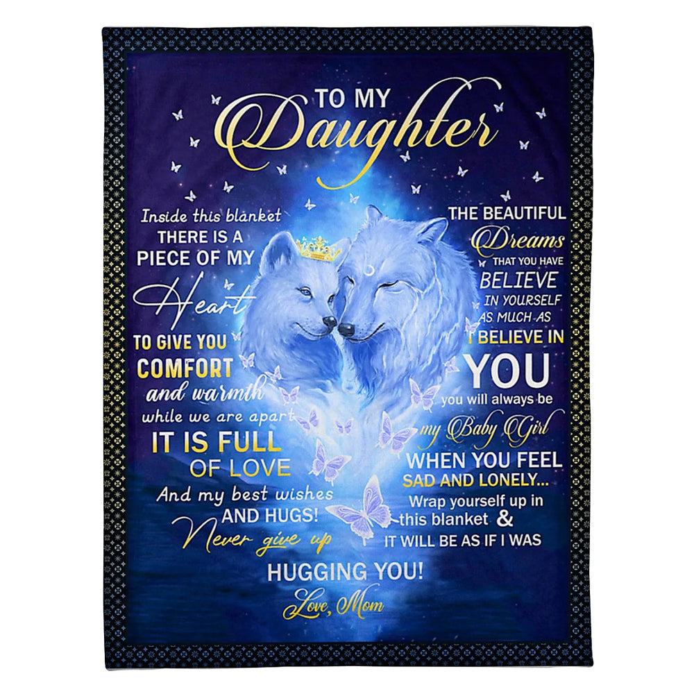 Wolf Mom To Daughter Love Gift 50 x 60 Inch Flannel Blanket For Cozy Bedroom And Sofa Decor