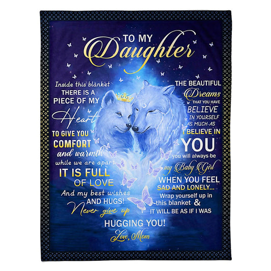 Wolf Mom To Daughter Love Gift 50 x 60 Inch Flannel Blanket For Cozy Bedroom And Sofa Decor