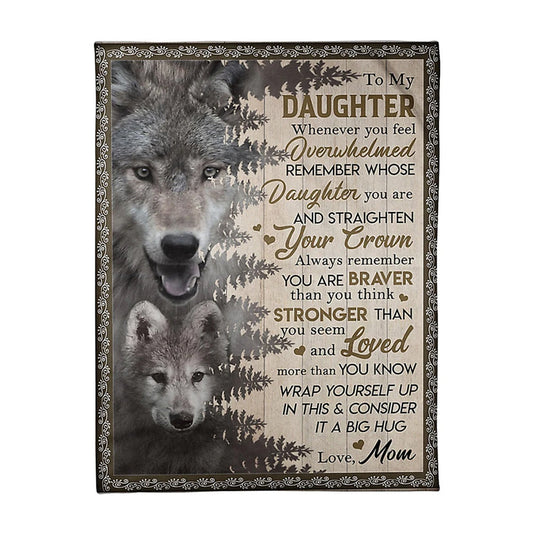 Wolf Big Hug Mom To Daughter 50 x 60 Inch Flannel Blanket For Cozy Bedroom And Sofa Decor