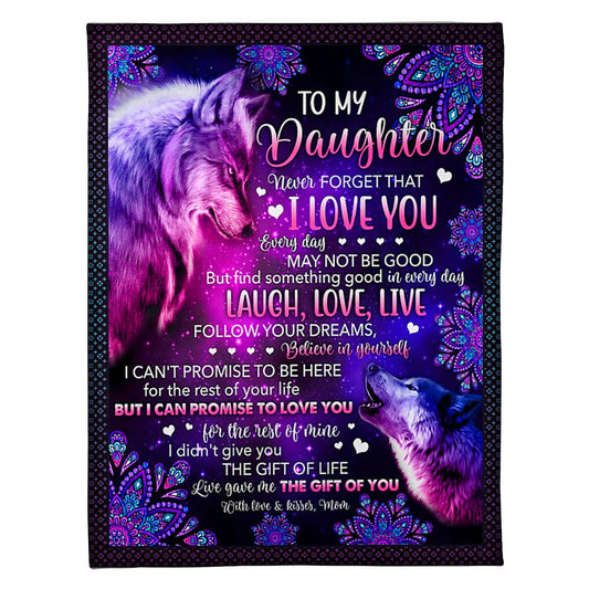 Wolf Never Forget That I Love You Mom To Daughter 50 x 60 Inch Flannel Blanket For Cozy Bedroom And Sofa Decor