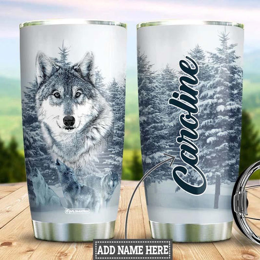 Wolf Snow Personalized 20 Oz Tumbler For Travel Gifts