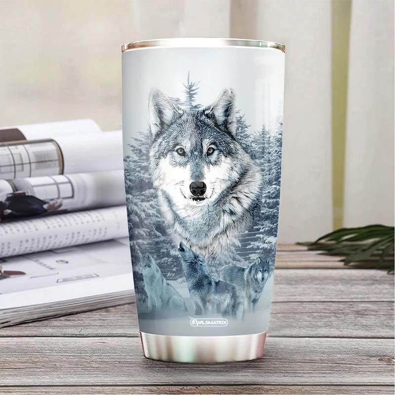 Wolf Pine Tree Snow Personalized 20 Oz Tumbler