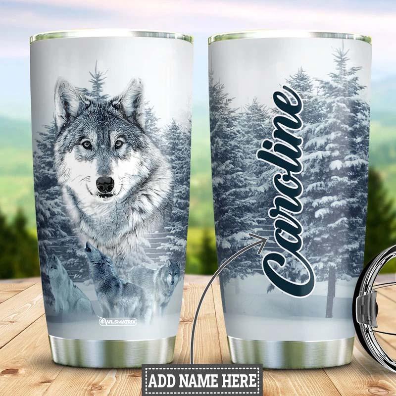 Wolf Pine Tree Snow Personalized 20 Oz Tumbler