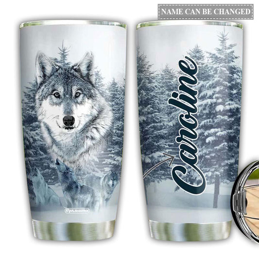 Wolf Pine Tree Snow Personalized 20 Oz Tumbler
