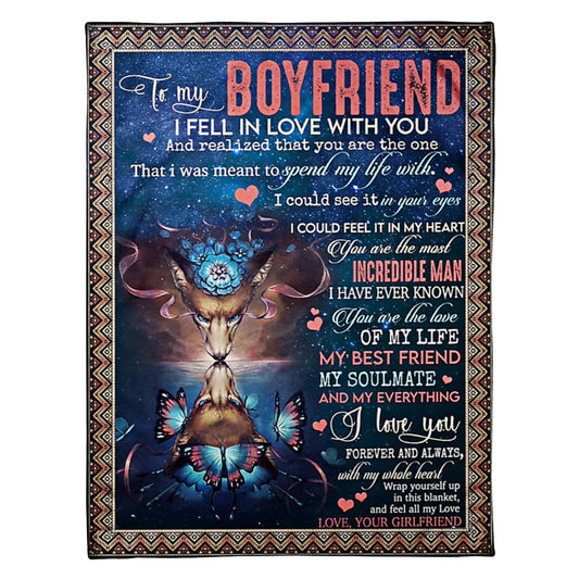 Wolf To My Boyfriend I Feel In Love With You 50 x 60 Inch Flannel Blanket For Cozy Bedroom And Sofa Decor