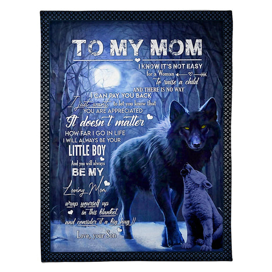 Wolf To My Mom Little Boy 50 x 60 Inch Flannel Blanket For Cozy Bedroom And Sofa Decor