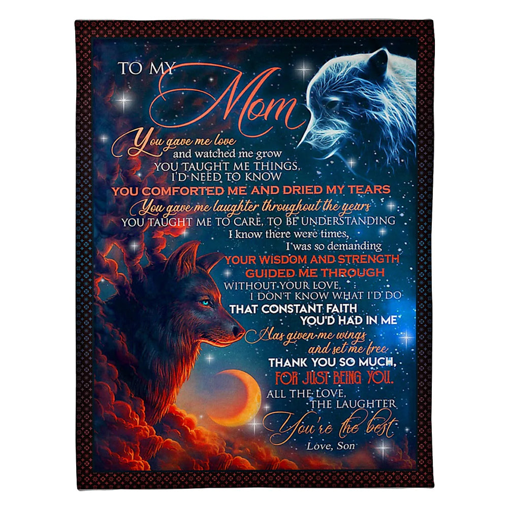Wolf To My Mom 50 x 60 Inch Flannel Blanket For Cozy Bedroom And Sofa Decor