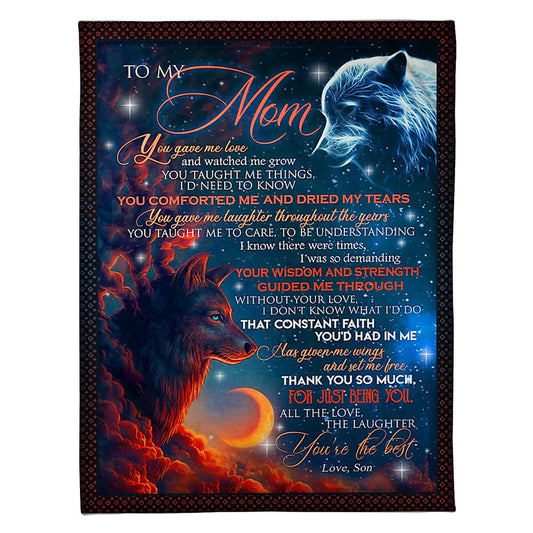 Wolf To My Mom 50 x 60 Inch Flannel Blanket For Cozy Bedroom And Sofa Decor