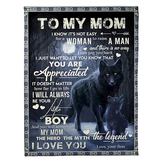 Wolf To My Mom Wolf You Are Appreciated 50 x 60 Inch Flannel Blanket For Cozy Bedroom And Sofa Decor