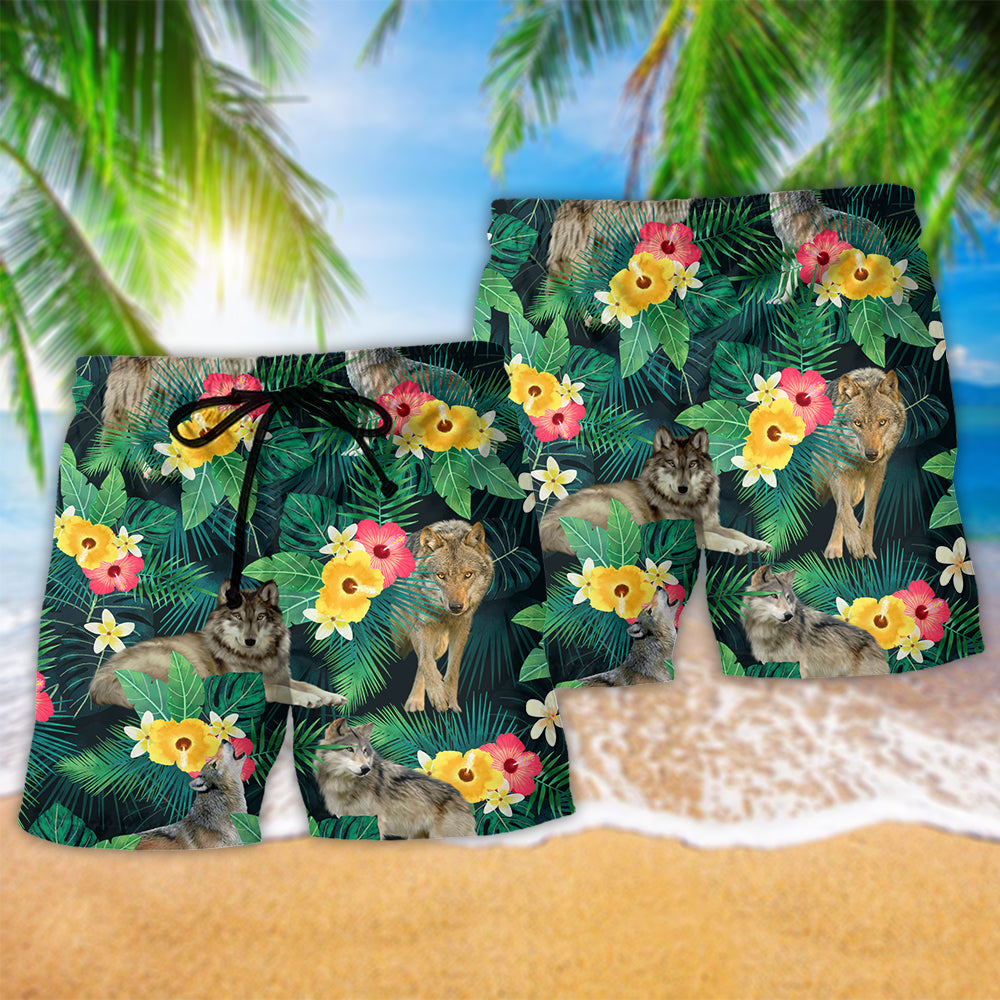 Wolf Tropical Floral Summer Vibes – Beach Short