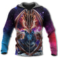 Wolf Dragon Red Blue Fantasy - 3D Hoodie