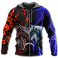 Wolf Dragon Red Blue Fantasy - 3D Hoodie
