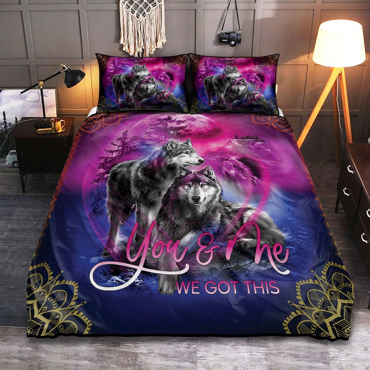 Wolf Couple Love Bedding Cover For Nature Bedroom Decor
