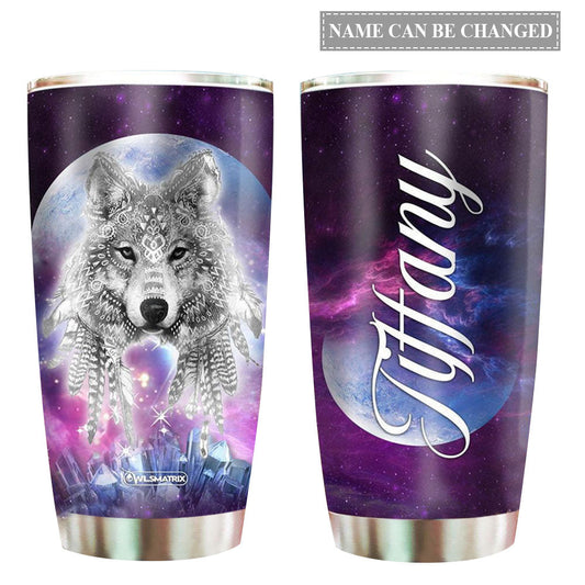 Wolf Loves Moon Personalized 20 Oz Tumbler For Coffee Travel And Daily Use