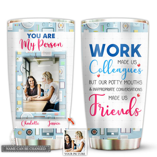 Work Friends Custom Photo 20 Oz Tumbler For Coffee Travel And Daily Use