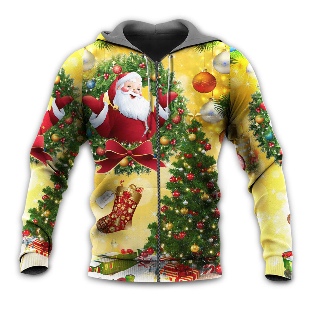 Yellow Santa Christmas Tree - 3D Hoodie