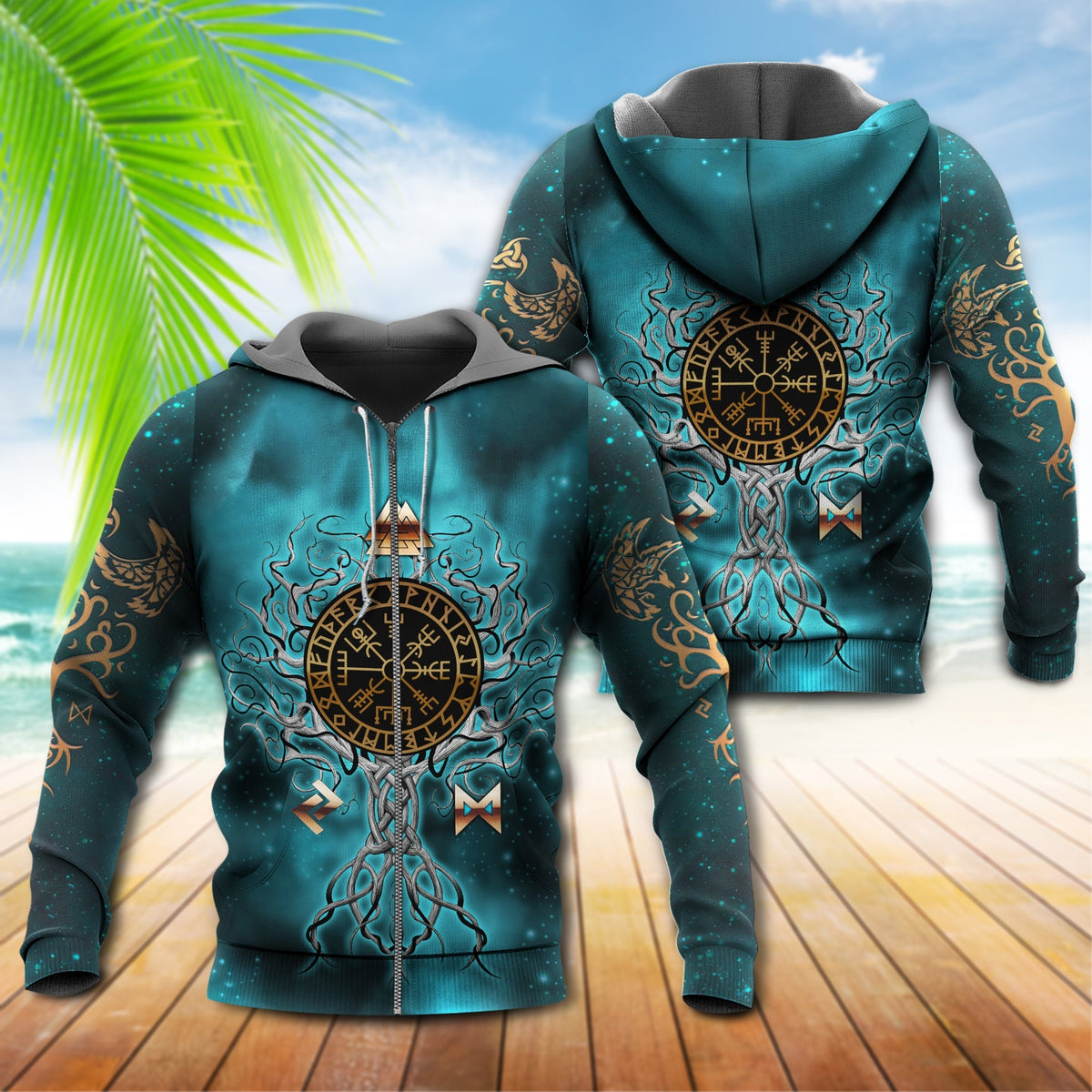 Yggdrasil Norse Tree Blue Style - 3D Hoodie