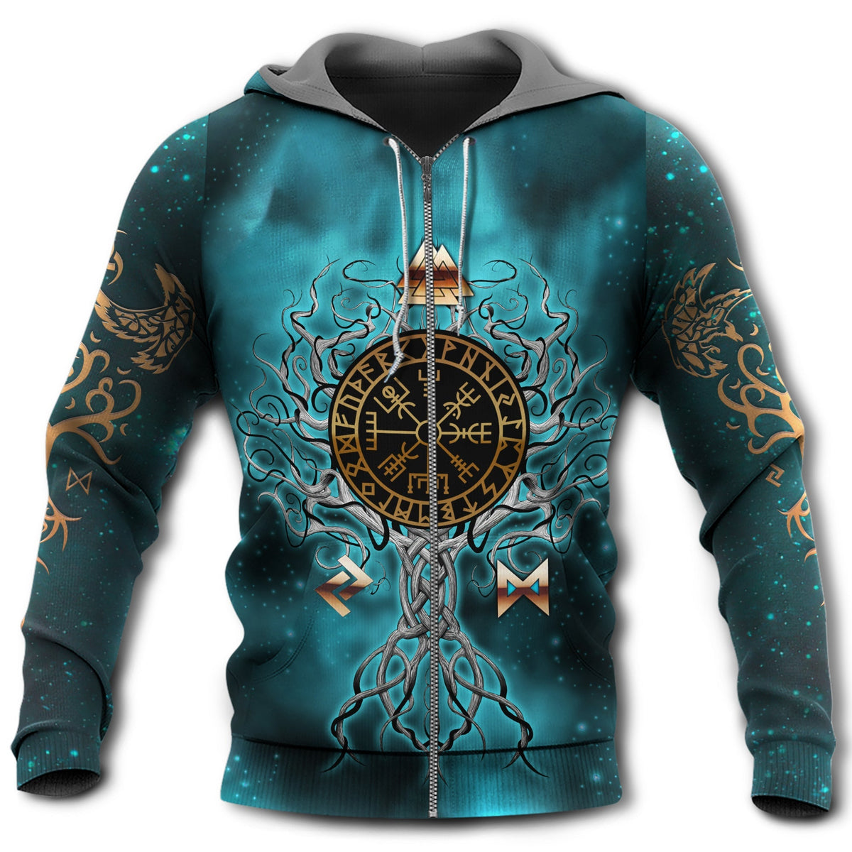 Yggdrasil Norse Tree Blue Style - 3D Hoodie