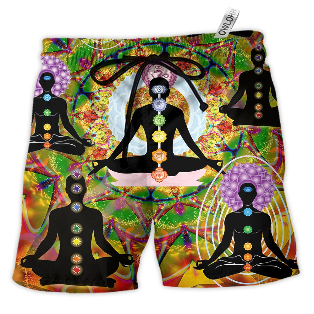 Beach Short / Adults / S Yoga In A Wonderful Life - Beach Short - Owls Matrix LTD