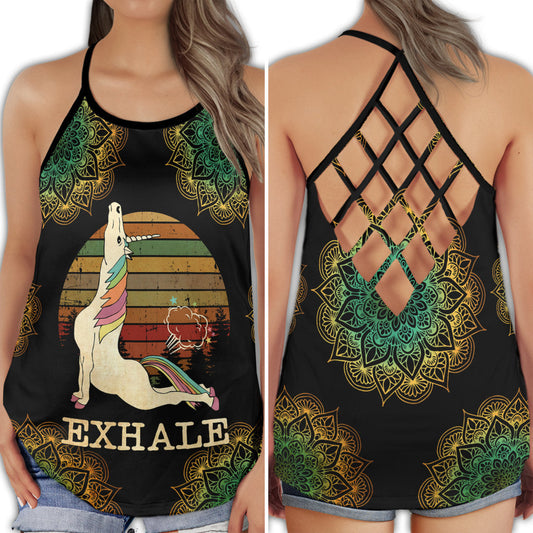 Yoga Meditation Exhale Peace Calm Mindfulness Art - Hollow Tank Top
