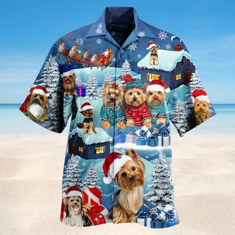 Yorkshire Dog Through The Snow Style – Hawaiian Shirt