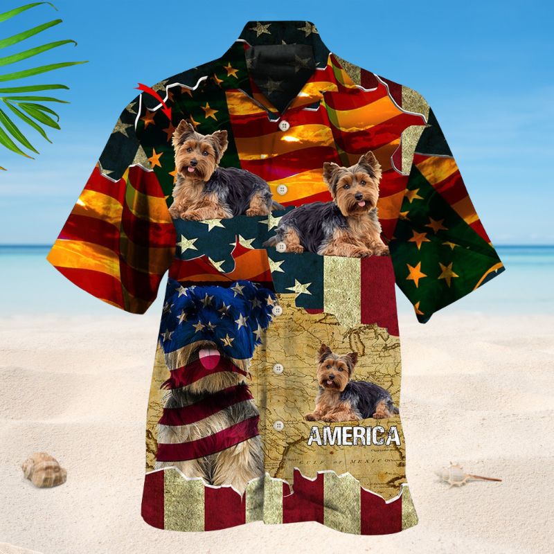 Yorkshire Terrier America Sunset Photo Style – Hawaiian Shirt