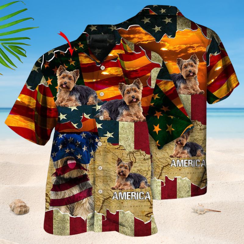 Yorkshire Terrier America Sunset Photo Style – Hawaiian Shirt
