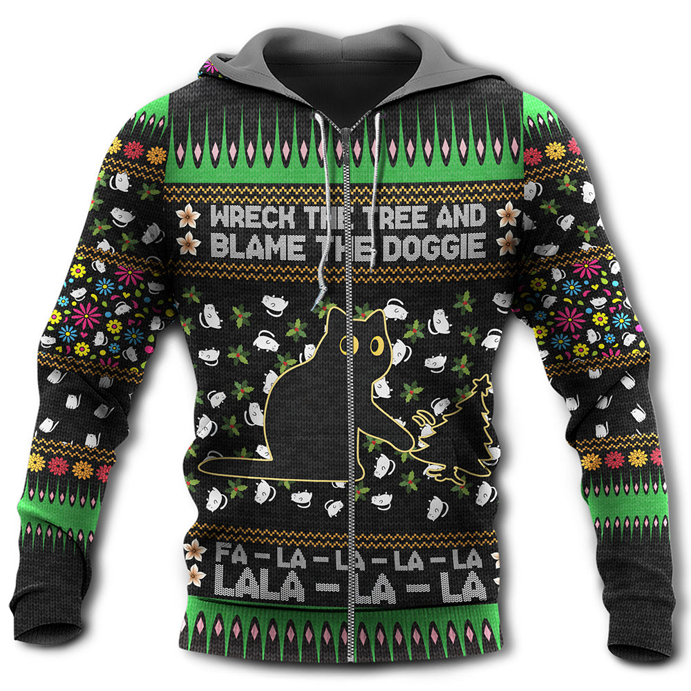 Black Cat Blame The Dog Christmas - 3D Hoodie