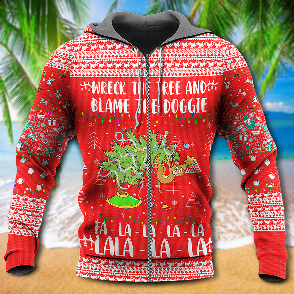 Cat Christmas Tree Mischief Red - 3D Hoodie
