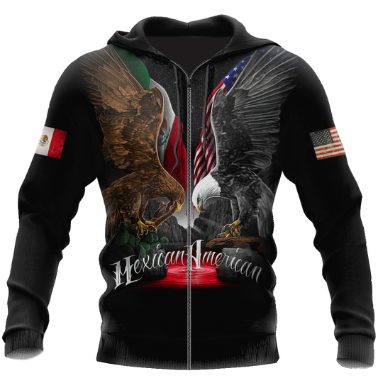 Mexican American Two Eagles Art - 3D Hoodie